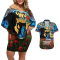 Personalised Titans Rugby ANZAC Day Couples Matching Off Shoulder Short Dress and Hawaiian Shirt Last Post Poppy We Will Remember Them