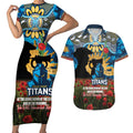 Personalised Titans Rugby ANZAC Day Couples Matching Short Sleeve Bodycon Dress and Hawaiian Shirt Last Post Poppy We Will Remember Them