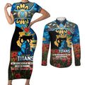 Personalised Titans Rugby ANZAC Day Couples Matching Short Sleeve Bodycon Dress and Long Sleeve Button Shirt Last Post Poppy We Will Remember Them
