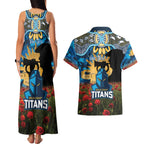 Personalised Titans Rugby ANZAC Day Couples Matching Tank Maxi Dress and Hawaiian Shirt Last Post Poppy We Will Remember Them