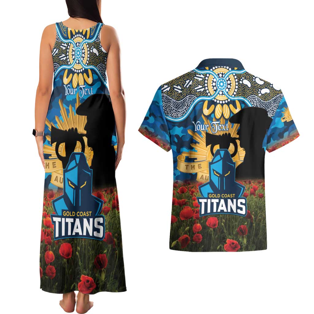 Personalised Titans Rugby ANZAC Day Couples Matching Tank Maxi Dress and Hawaiian Shirt Last Post Poppy We Will Remember Them