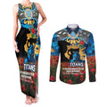 Personalised Titans Rugby ANZAC Day Couples Matching Tank Maxi Dress and Long Sleeve Button Shirt Last Post Poppy We Will Remember Them