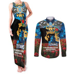 Personalised Titans Rugby ANZAC Day Couples Matching Tank Maxi Dress and Long Sleeve Button Shirt Last Post Poppy We Will Remember Them