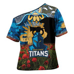Personalised Titans Rugby ANZAC Day Cross Shoulder Shirt Last Post Poppy We Will Remember Them