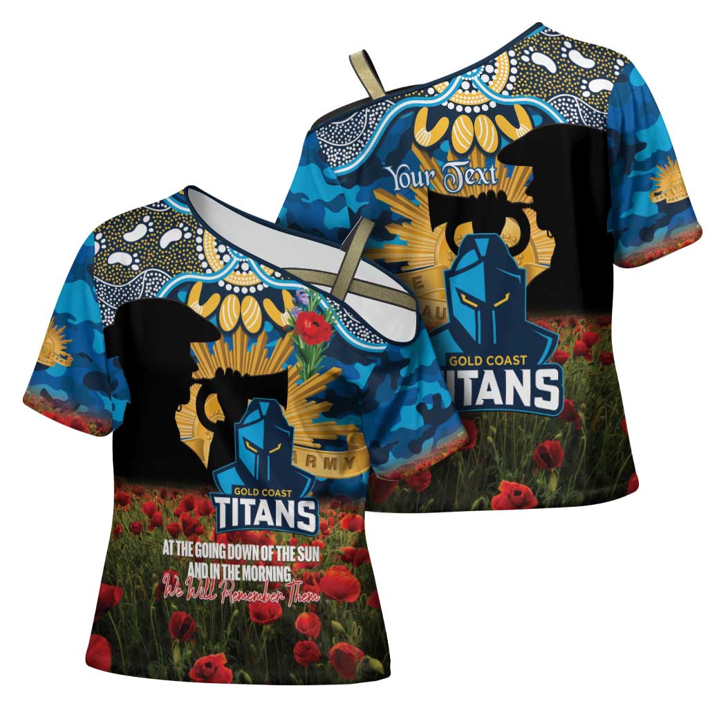 Personalised Titans Rugby ANZAC Day Cross Shoulder Shirt Last Post Poppy We Will Remember Them