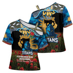 Personalised Titans Rugby ANZAC Day Cross Shoulder Shirt Last Post Poppy We Will Remember Them