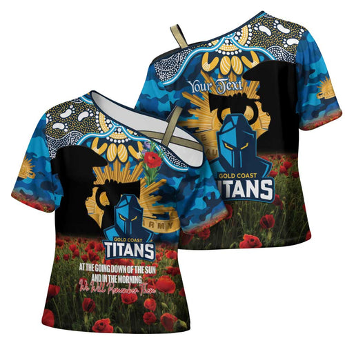Personalised Titans Rugby ANZAC Day Cross Shoulder Shirt Last Post Poppy We Will Remember Them