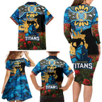 Personalised Titans Rugby ANZAC Day Family Matching Long Sleeve Bodycon Dress and Hawaiian Shirt Last Post Poppy We Will Remember Them