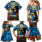 Personalised Titans Rugby ANZAC Day Family Matching Mermaid Dress and Hawaiian Shirt Last Post Poppy We Will Remember Them