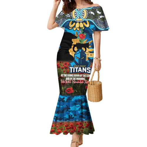 Personalised Titans Rugby ANZAC Day Family Matching Mermaid Dress and Hawaiian Shirt Last Post Poppy We Will Remember Them