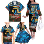Personalised Titans Rugby ANZAC Day Family Matching Off The Shoulder Long Sleeve Dress and Hawaiian Shirt Last Post Poppy We Will Remember Them