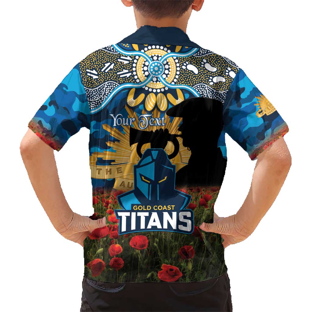 Personalised Titans Rugby ANZAC Day Family Matching Off The Shoulder Long Sleeve Dress and Hawaiian Shirt Last Post Poppy We Will Remember Them