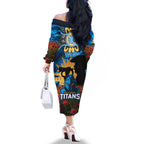 Personalised Titans Rugby ANZAC Day Family Matching Off The Shoulder Long Sleeve Dress and Hawaiian Shirt Last Post Poppy We Will Remember Them
