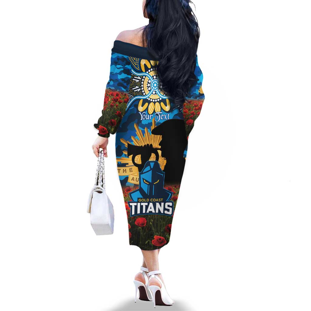Personalised Titans Rugby ANZAC Day Family Matching Off The Shoulder Long Sleeve Dress and Hawaiian Shirt Last Post Poppy We Will Remember Them