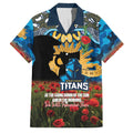 Personalised Titans Rugby ANZAC Day Family Matching Off Shoulder Maxi Dress and Hawaiian Shirt Last Post Poppy We Will Remember Them