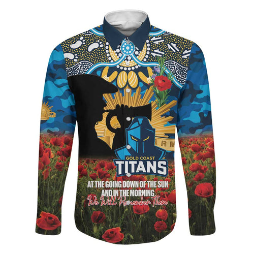 Personalised Titans Rugby ANZAC Day Family Matching Off Shoulder Maxi Dress and Hawaiian Shirt Last Post Poppy We Will Remember Them