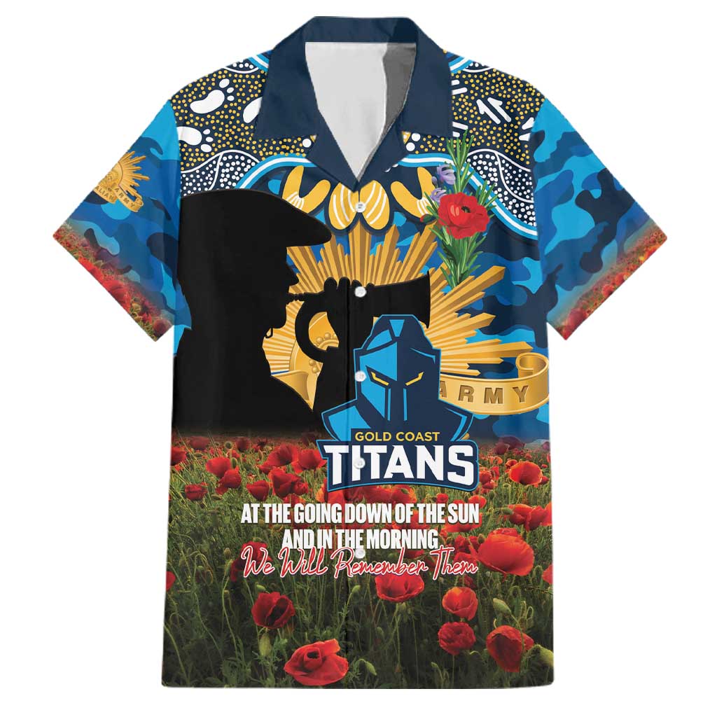Personalised Titans Rugby ANZAC Day Family Matching Off Shoulder Short Dress and Hawaiian Shirt Last Post Poppy We Will Remember Them