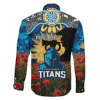 Personalised Titans Rugby ANZAC Day Family Matching Off Shoulder Short Dress and Hawaiian Shirt Last Post Poppy We Will Remember Them