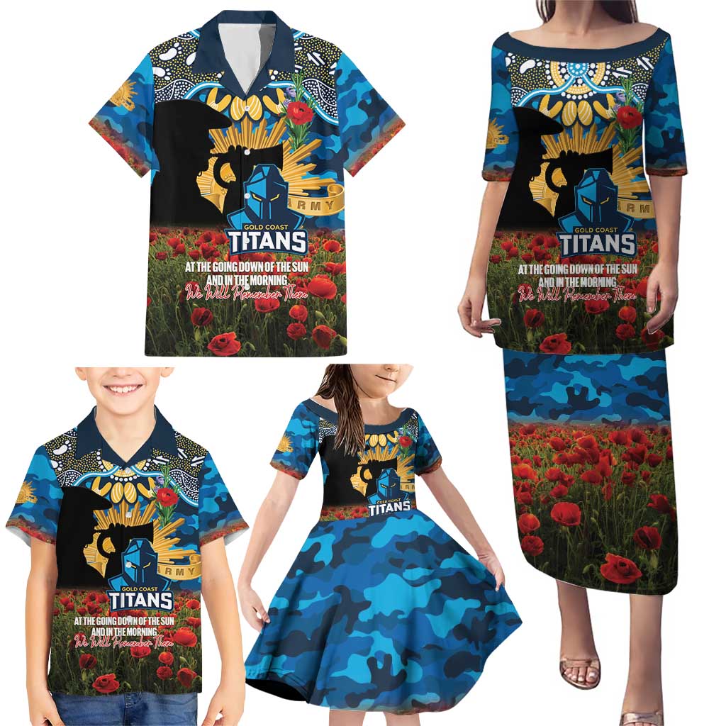 Personalised Titans Rugby ANZAC Day Family Matching Puletasi and Hawaiian Shirt Last Post Poppy We Will Remember Them