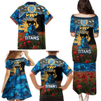 Personalised Titans Rugby ANZAC Day Family Matching Puletasi and Hawaiian Shirt Last Post Poppy We Will Remember Them
