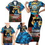 Personalised Titans Rugby ANZAC Day Family Matching Short Sleeve Bodycon Dress and Hawaiian Shirt Last Post Poppy We Will Remember Them