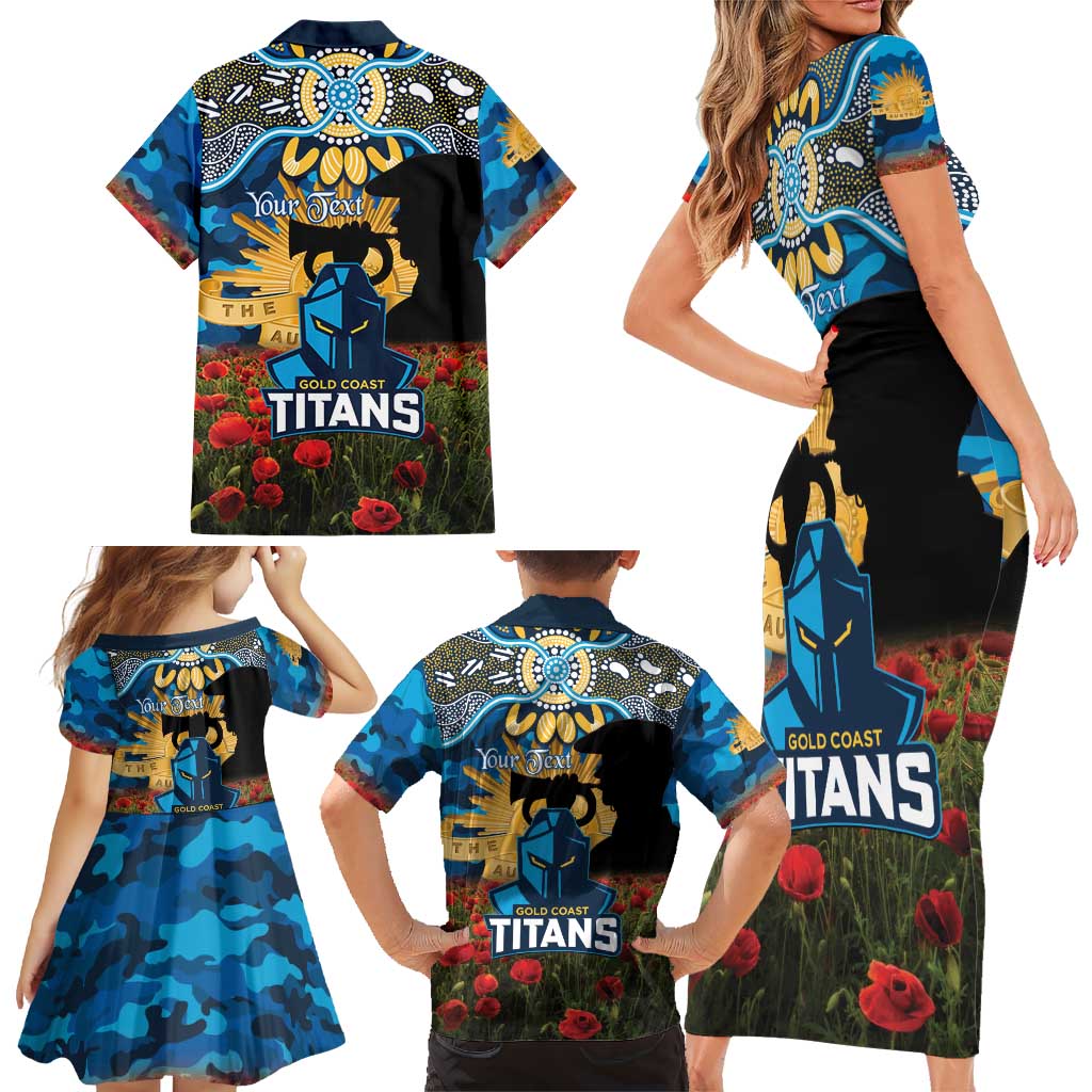 Personalised Titans Rugby ANZAC Day Family Matching Short Sleeve Bodycon Dress and Hawaiian Shirt Last Post Poppy We Will Remember Them