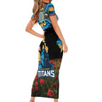 Personalised Titans Rugby ANZAC Day Family Matching Short Sleeve Bodycon Dress and Hawaiian Shirt Last Post Poppy We Will Remember Them
