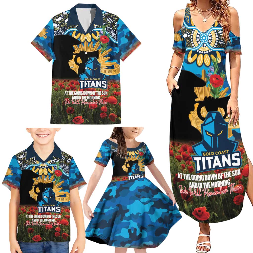 Personalised Titans Rugby ANZAC Day Family Matching Summer Maxi Dress and Hawaiian Shirt Last Post Poppy We Will Remember Them