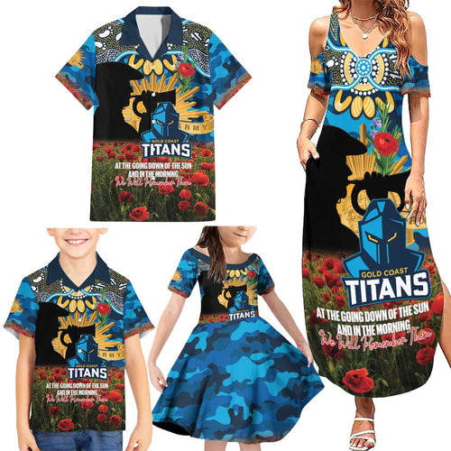 Personalised Titans Rugby ANZAC Day Family Matching Summer Maxi Dress and Hawaiian Shirt Last Post Poppy We Will Remember Them