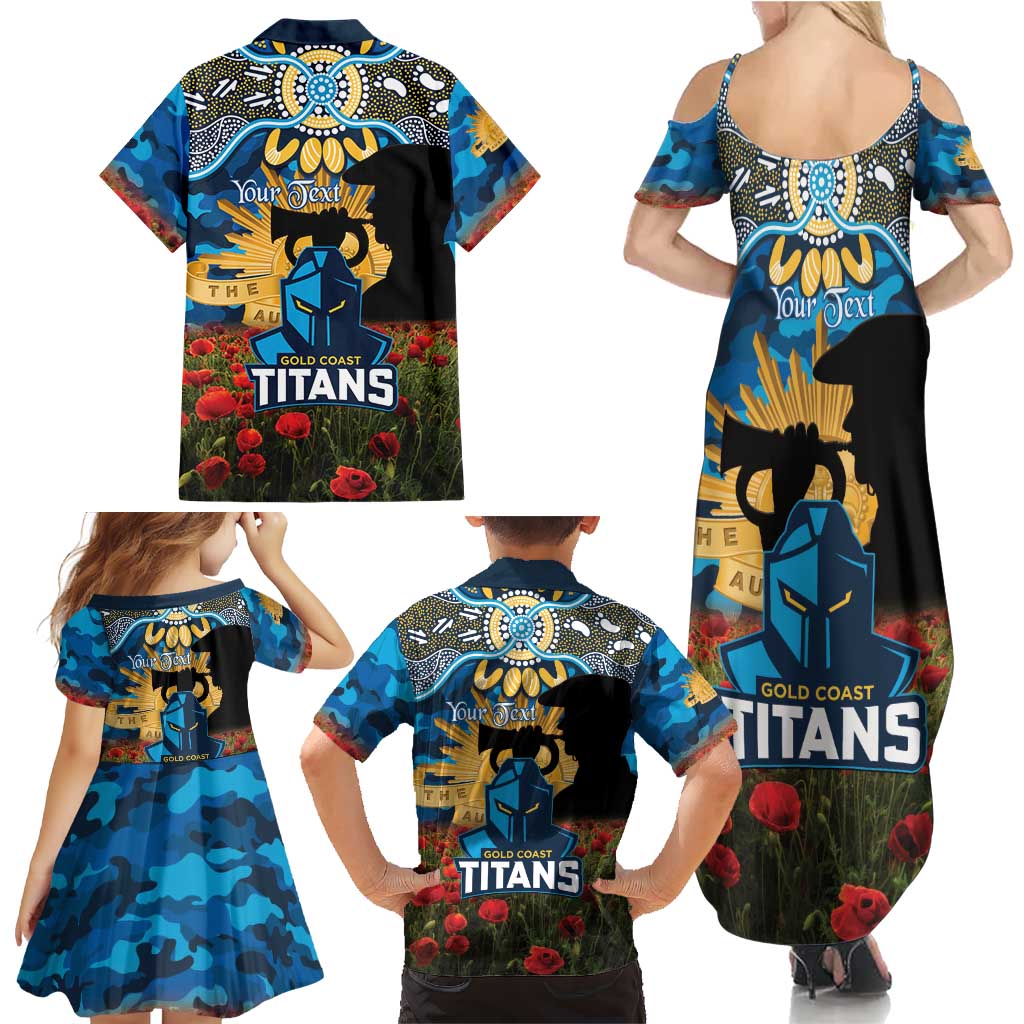 Personalised Titans Rugby ANZAC Day Family Matching Summer Maxi Dress and Hawaiian Shirt Last Post Poppy We Will Remember Them