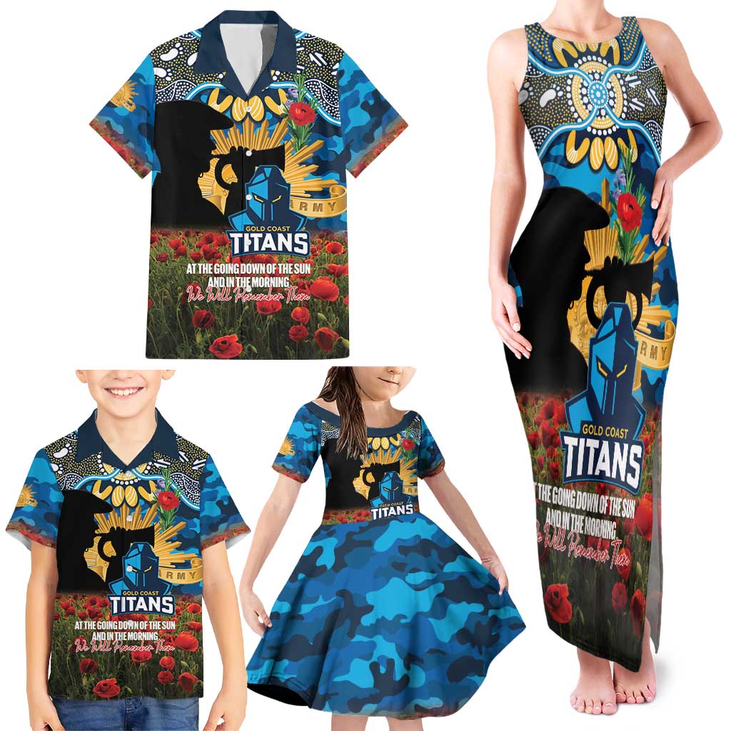 Personalised Titans Rugby ANZAC Day Family Matching Tank Maxi Dress and Hawaiian Shirt Last Post Poppy We Will Remember Them