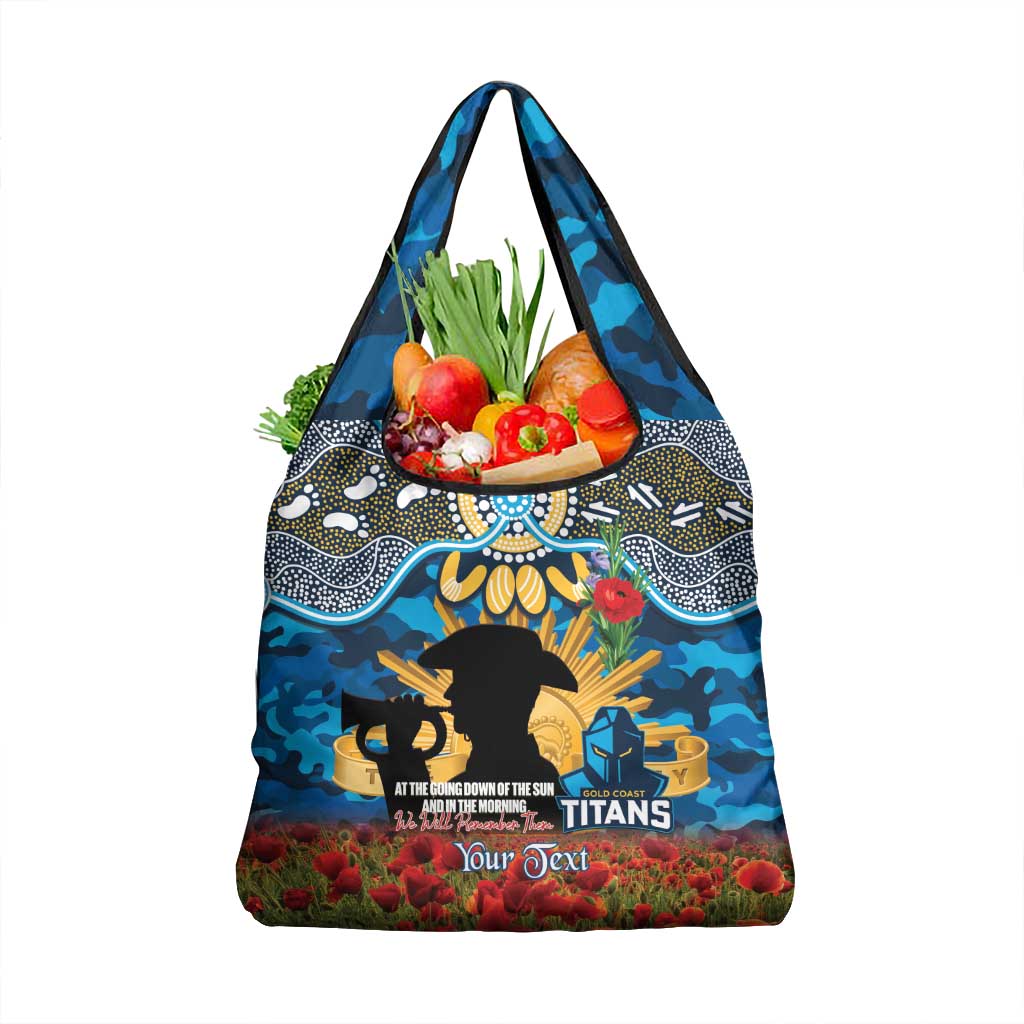 Personalised Titans Rugby ANZAC Day Grocery Bag Last Post Poppy We Will Remember Them