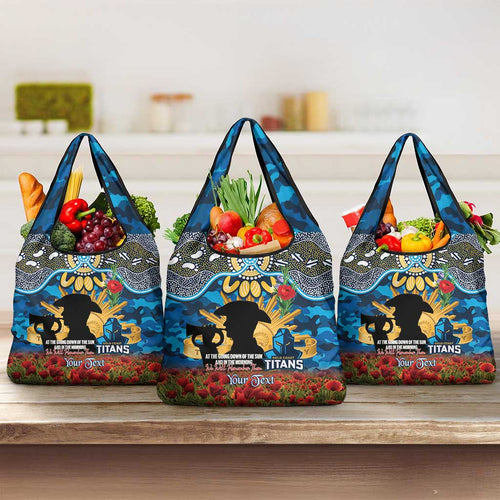 Personalised Titans Rugby ANZAC Day Grocery Bag Last Post Poppy We Will Remember Them