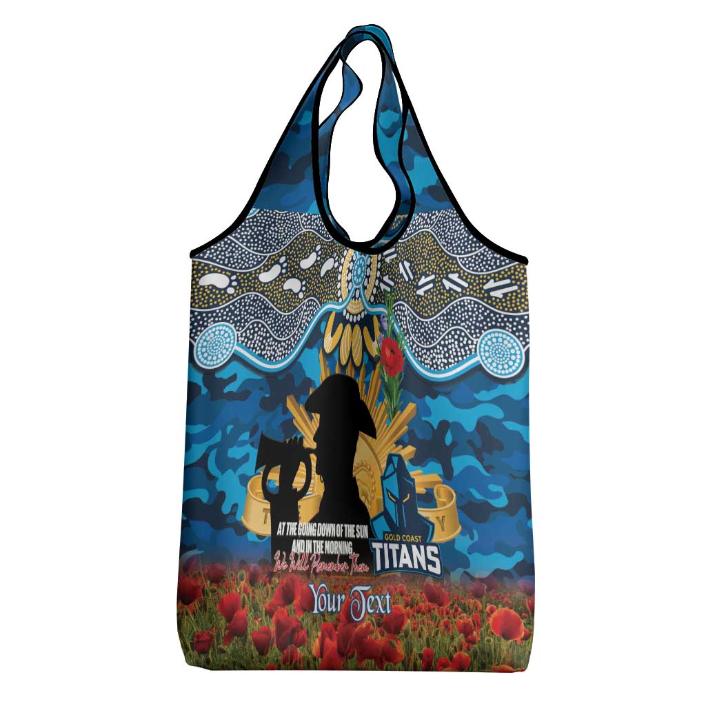 Personalised Titans Rugby ANZAC Day Grocery Bag Last Post Poppy We Will Remember Them
