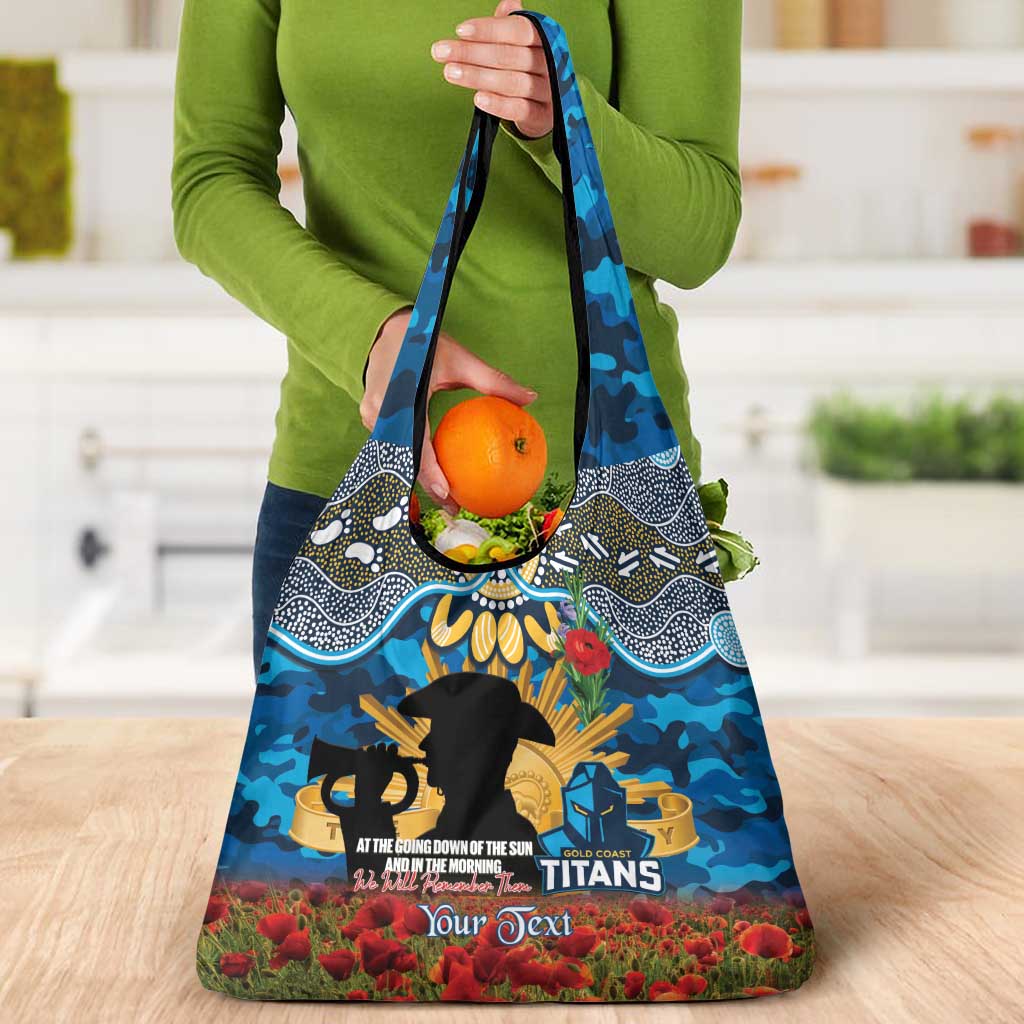 Personalised Titans Rugby ANZAC Day Grocery Bag Last Post Poppy We Will Remember Them