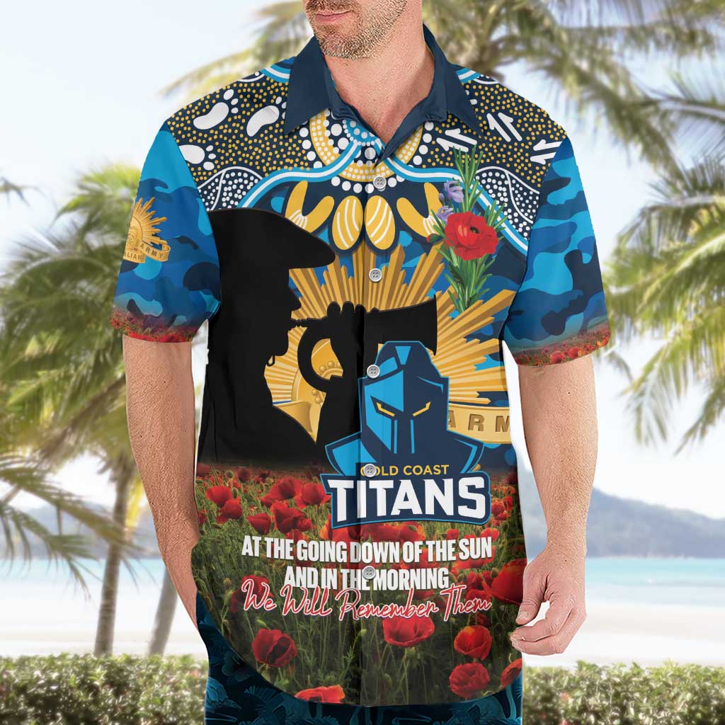 Personalised Titans Rugby ANZAC Day Hawaiian Shirt Last Post Poppy We Will Remember Them