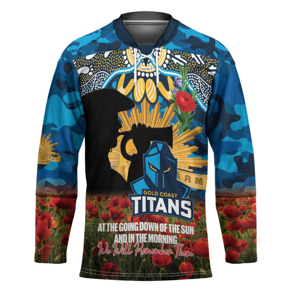 Personalised Titans Rugby ANZAC Day Hockey Jersey Last Post Poppy We Will Remember Them