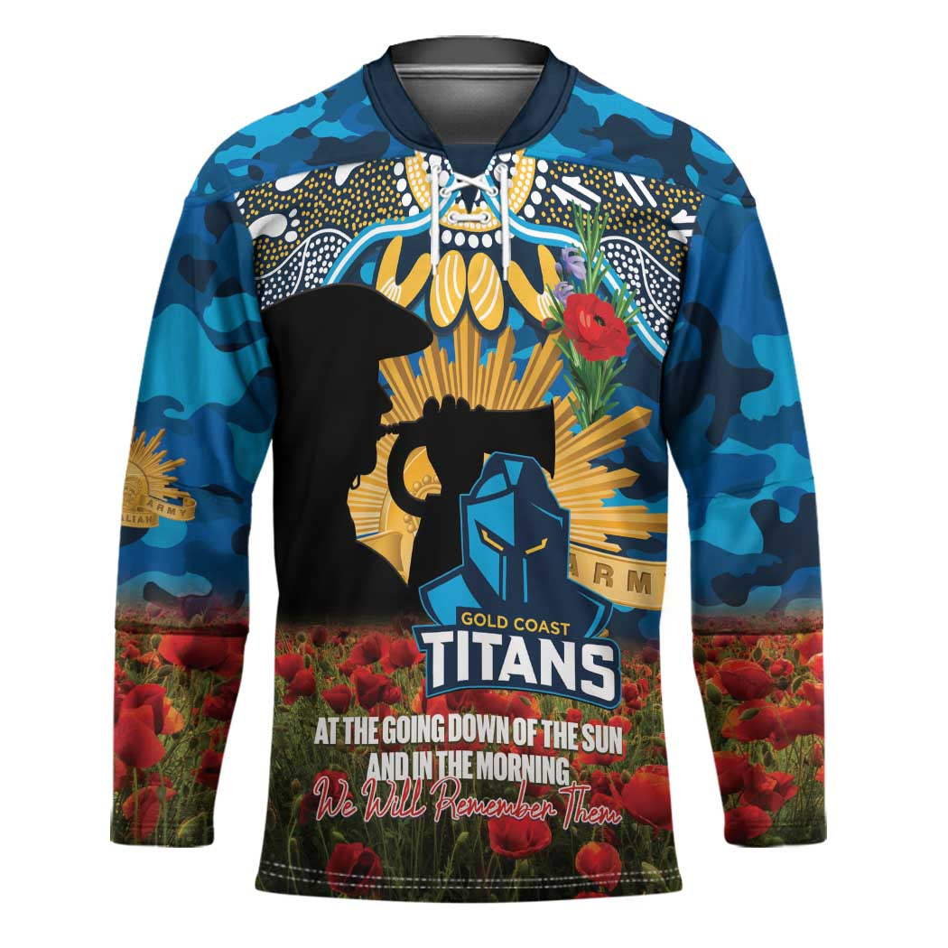 Personalised Titans Rugby ANZAC Day Hockey Jersey Last Post Poppy We Will Remember Them