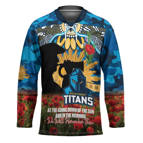 Personalised Titans Rugby ANZAC Day Hockey Jersey Last Post Poppy We Will Remember Them