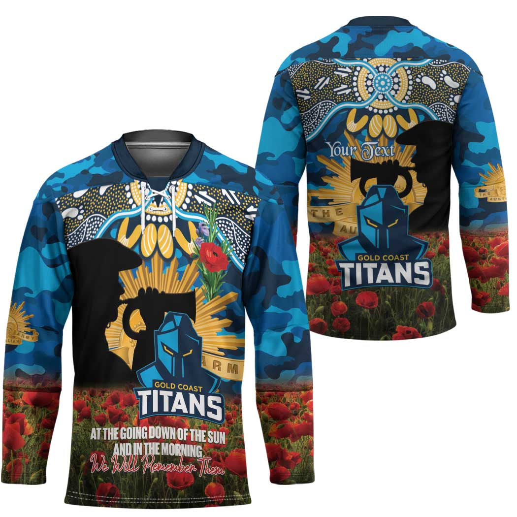 Personalised Titans Rugby ANZAC Day Hockey Jersey Last Post Poppy We Will Remember Them