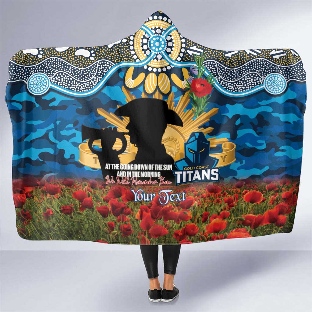 Personalised Titans Rugby ANZAC Day Hooded Blanket Last Post Poppy We Will Remember Them