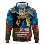 Personalised Titans Rugby ANZAC Day Hoodie Last Post Poppy We Will Remember Them