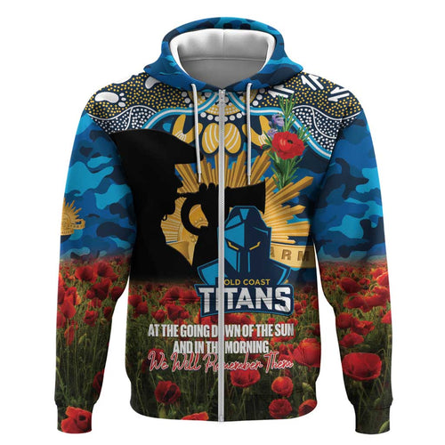 Personalised Titans Rugby ANZAC Day Hoodie Last Post Poppy We Will Remember Them