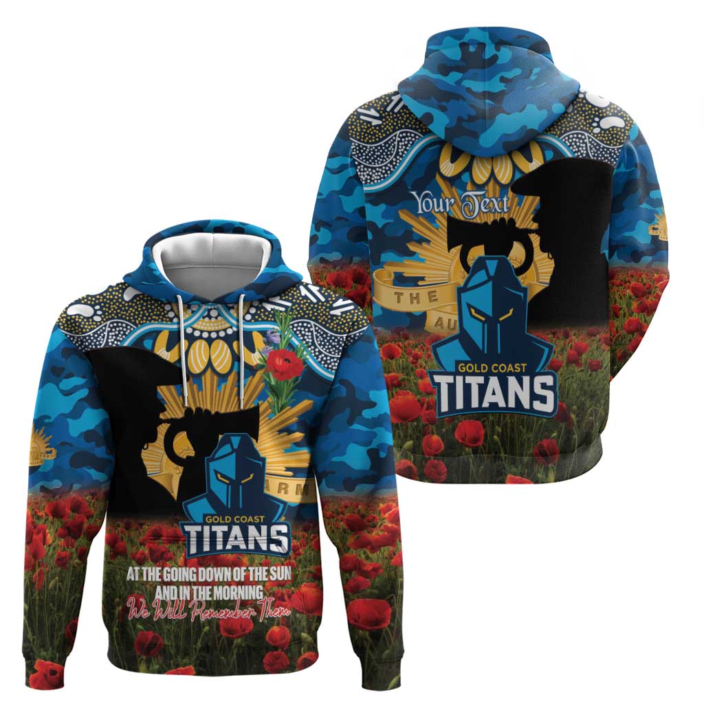 Personalised Titans Rugby ANZAC Day Hoodie Last Post Poppy We Will Remember Them