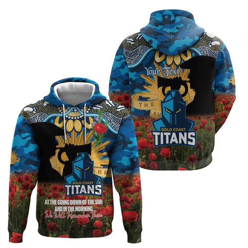 Personalised Titans Rugby ANZAC Day Hoodie Last Post Poppy We Will Remember Them