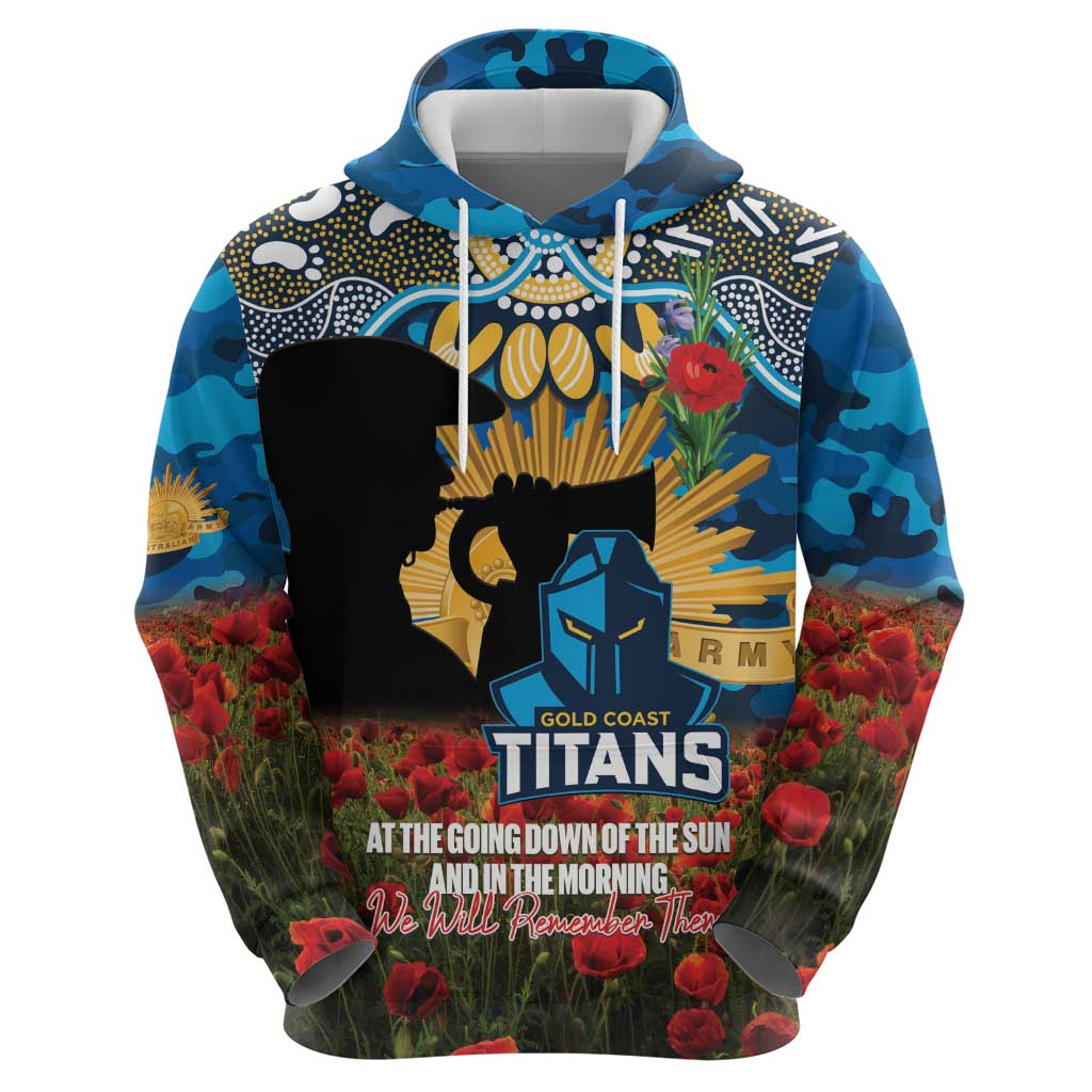 Personalised Titans Rugby ANZAC Day Hoodie Last Post Poppy We Will Remember Them