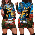 Personalised Titans Rugby ANZAC Day Hoodie Dress Last Post Poppy We Will Remember Them