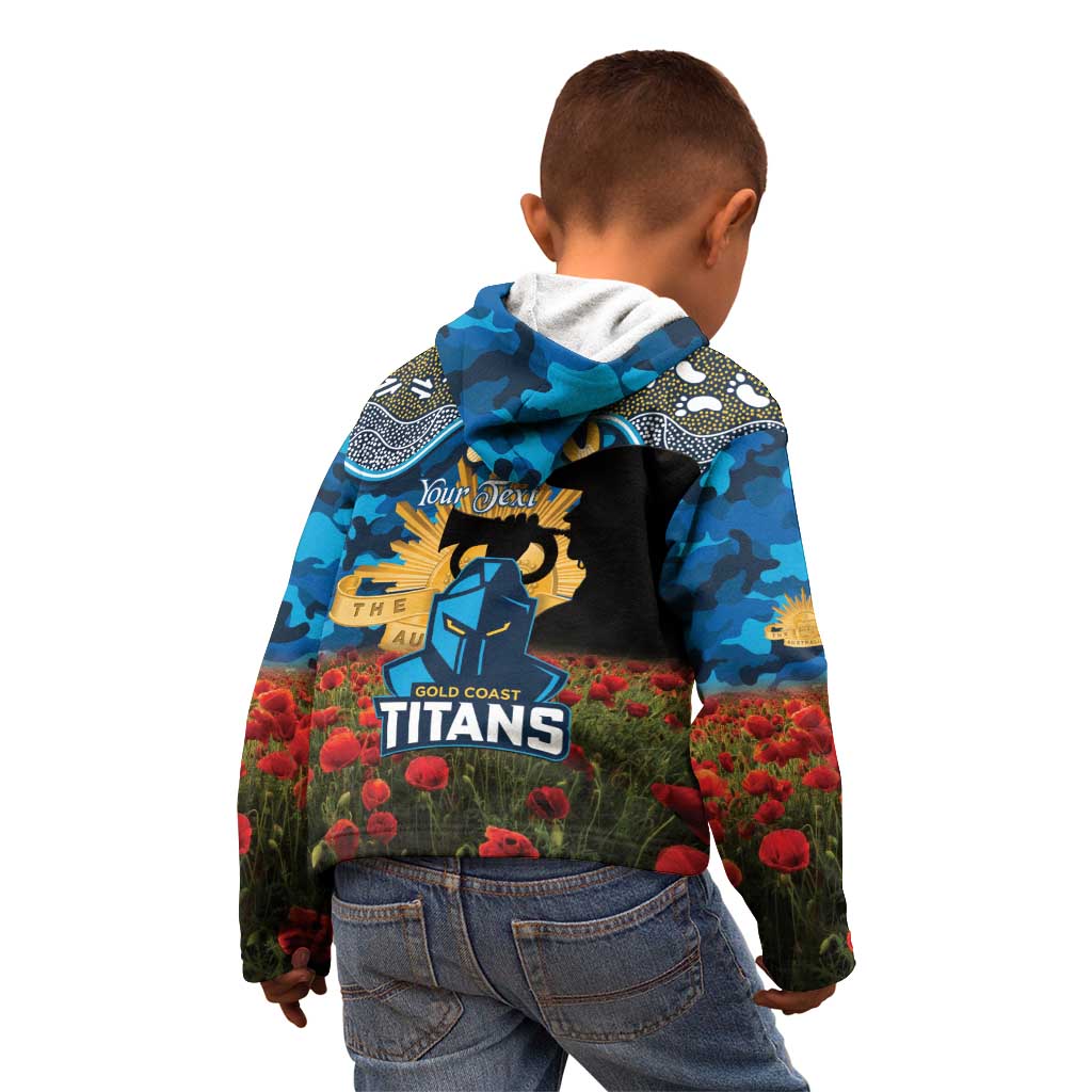 Personalised Titans Rugby ANZAC Day Kid Hoodie Last Post Poppy We Will Remember Them