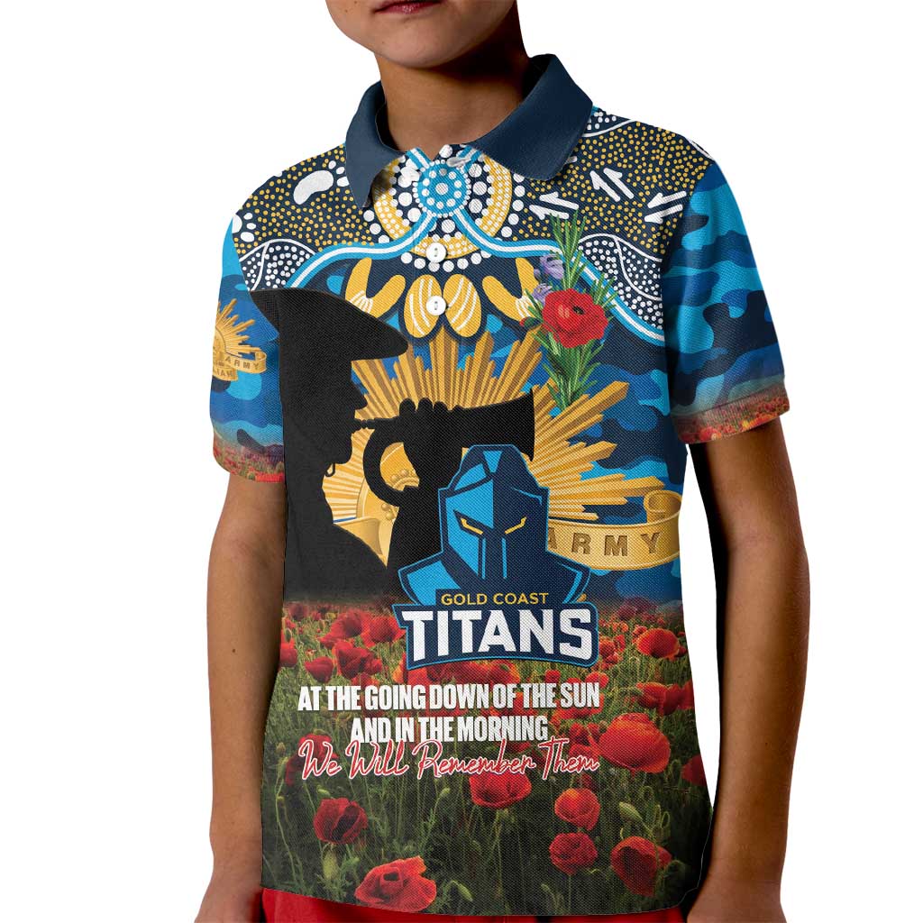 Personalised Titans Rugby ANZAC Day Kid Polo Shirt Last Post Poppy We Will Remember Them