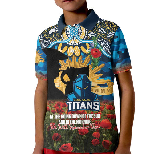 Personalised Titans Rugby ANZAC Day Kid Polo Shirt Last Post Poppy We Will Remember Them